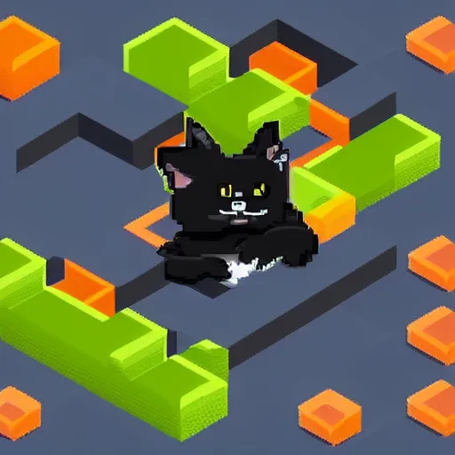 Image similar to 2 d isometric spritesheet of a black cat, all directions, high definition, 8 k, trending on itch. io, pixel art