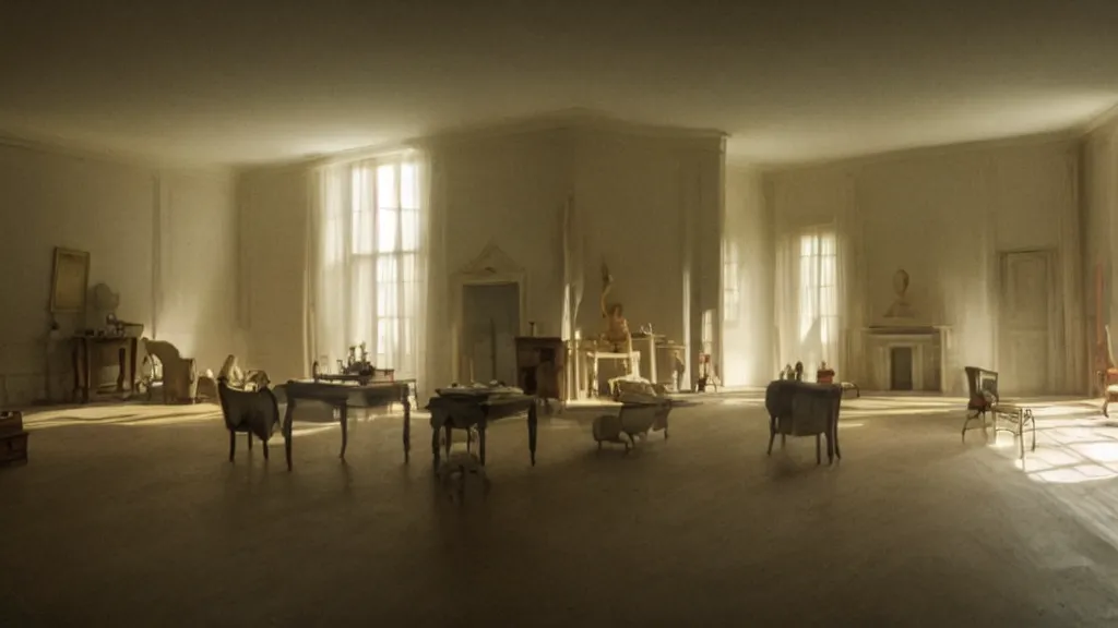 Image similar to the house in the house in the house, film still from the movie directed by denis villeneuve and david cronenberg, with art direction by salvador dali, wide lens