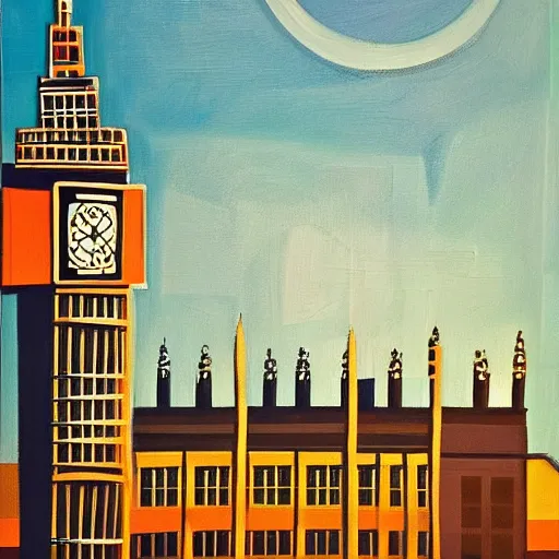 Image similar to Constructivism painting of Big Ben