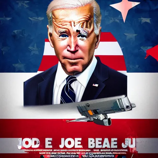 Prompt: Joe Biden as an action movie poster