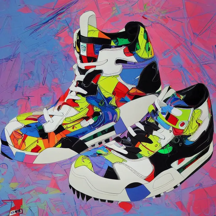 Image similar to futuristic sneakers in jeff koons hip hop bauhaus style, highly detailed, hyper realistic, art by todd mcfarlane