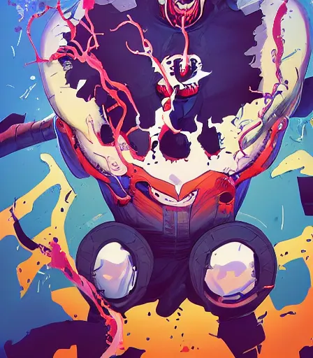 Prompt: Tim Burtons style My Hero Academia by Alex Pardee and Nekro and Petros Afshar, and James McDermott,unstirred paint, vivid color, cgsociety 4K