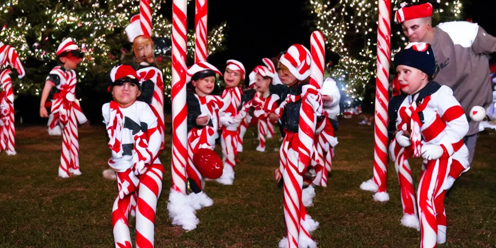 Prompt: base ball in candy cane lane