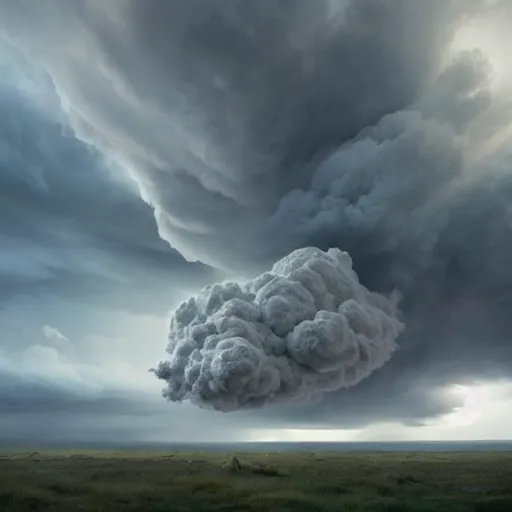 Prompt: hyperrealistic mixed media image of a cumulonimbus cloud, stunning 3 d render inspired art by istvan sandorfi and greg rutkowski, perfect symmetry, realistic, highly detailed attributes and atmosphere, dim volumetric cinematic lighting, 8 k octane extremely hyper - detailed render, post - processing, masterpiece,