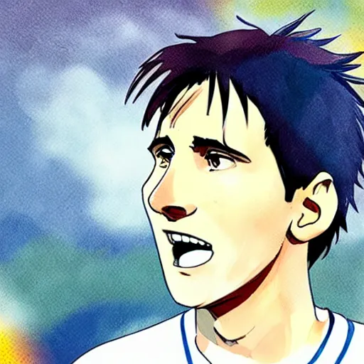 Image similar to Messi in the style of Studio Ghibli