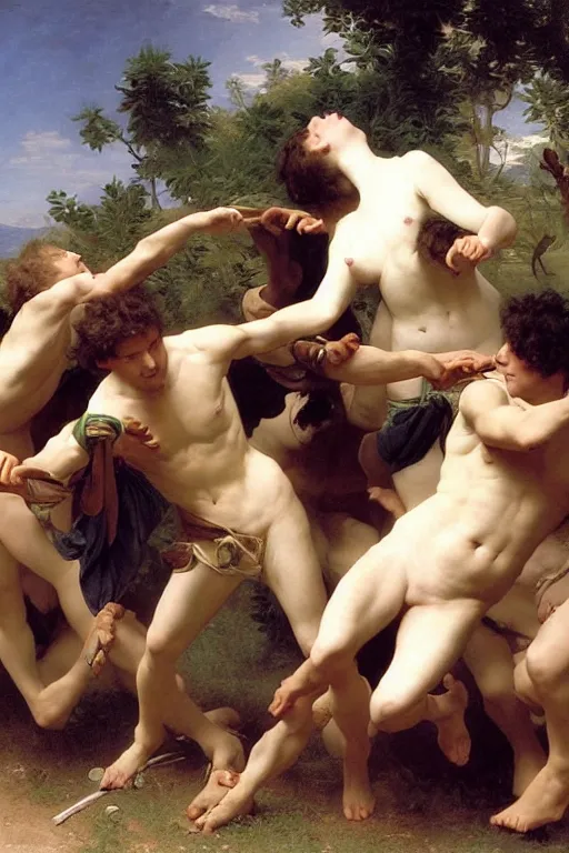 Prompt: battling Spartans against sheep in the style of  William Adolphe Bouguereau