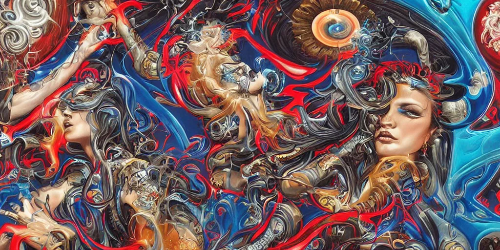 Prompt: Tristan Eaton's wallpaper, Fluid electricity, Anne stokes