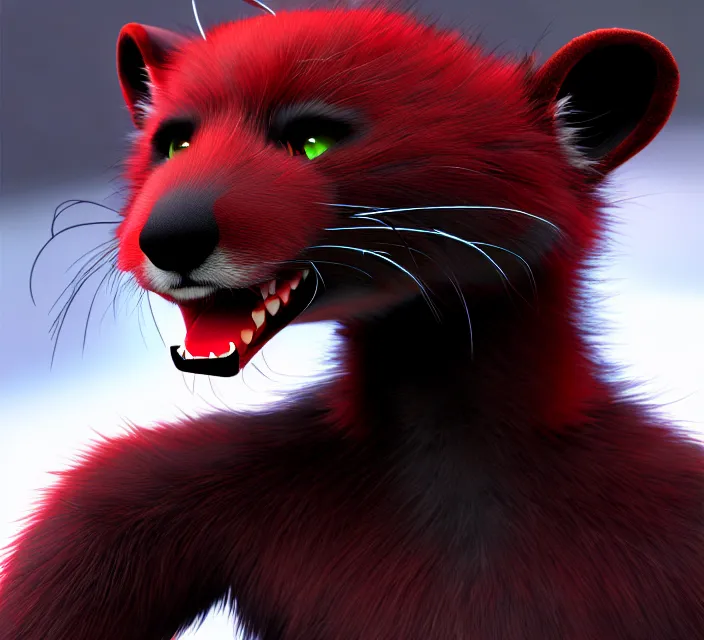 Image similar to furry - male - red - black - weasel - geistcaller - fursona uhd ue 5 visual novel pc game expressions, photorealistic