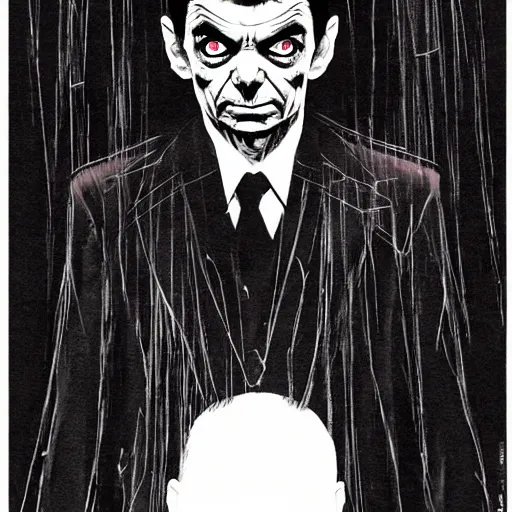 Image similar to Mr Bean looking sinister, by Tsutomu Nihei, highly detailed