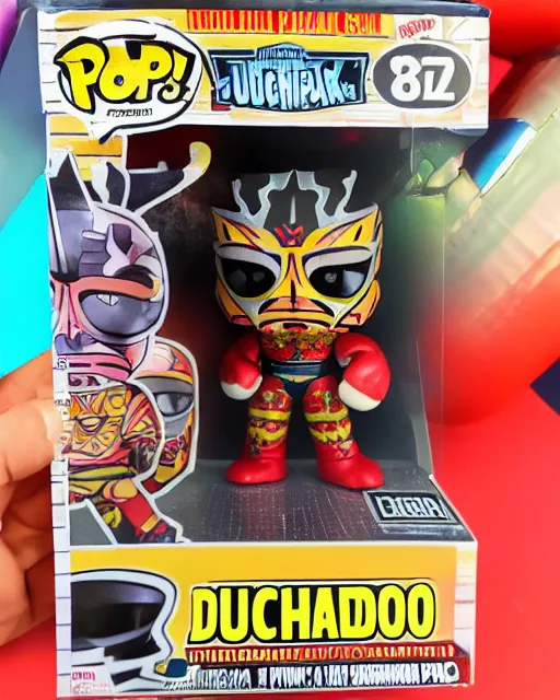 Image similar to luchador wrestler Funko Pop. Photographic, photography