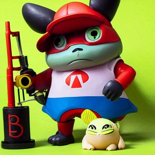 Prompt: nintendo, butcher billy, totoro, stop motion, vinyl action figure