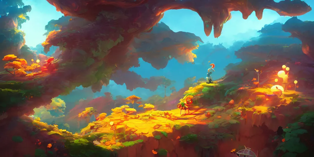 Image similar to 3 6 0 dynamics matte painting acrylic blur oil wonderland yoshi kurbi dofus, behance hd by jesper ejsing, by rhads, makoto shinkai and lois van baarle, ilya kuvshinov, rossdraws global illumination