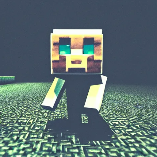 Image similar to macro photo of a realistic minecraft creeper, photorealistic, grim and gloomy lighting,, selfie!!!!!, spooky filter, 4 k, 8 k