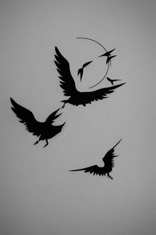 a simple tattoo design of minimalist flying birds, by | Stable Diffusion |  OpenArt