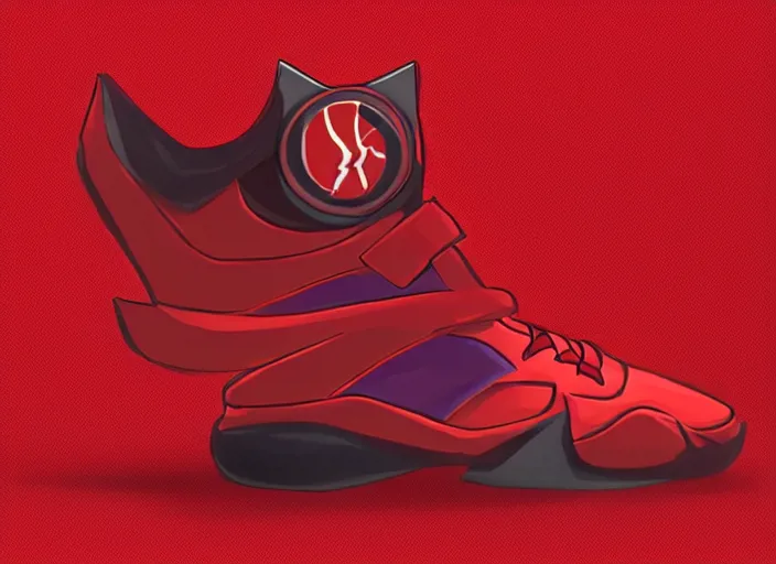 Image similar to basketball sneakers concept of scarlet witch, trending on artstation, smooth, sharp focus