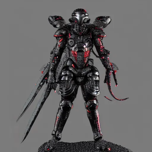 Image similar to sci-fi soldier tactical berserk Kentaro Miura very detailed red eyes, very intricate futuristic armor