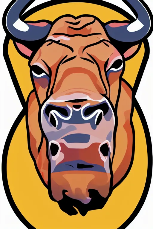 Image similar to A portrait of a dictator bull, sticker, highly detailed, colorful, illustration, smooth and clean vector curves, no jagged lines, vector art, smooth