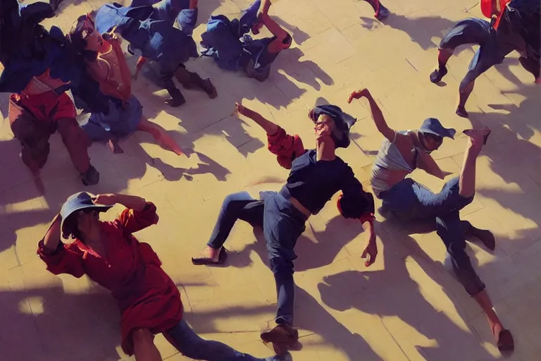 Prompt: greg manchess painting of people tripping falling, profile picture, organic painting, sunny day, matte painting, bold shapes, hard edges, street art, trending on artstation, by huang guangjian, gil elvgren, ruan jia, randy vargas, greg rutkowski