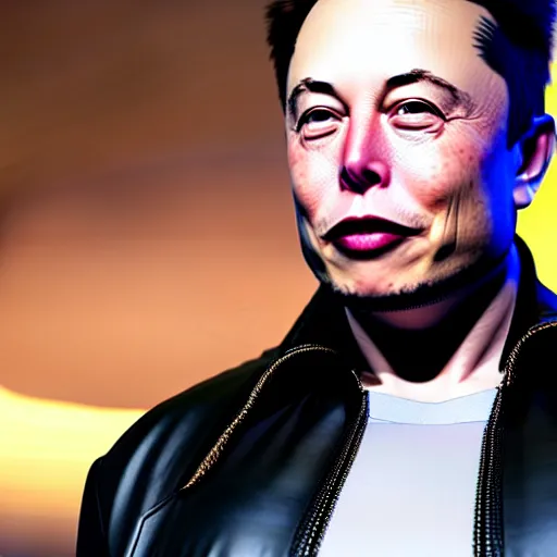 Image similar to elon musk with very long pair of golden tusks growing out of his cheeks 8 k ultra realistic, award winning, unreal engine 5, masterpiece, atmosphere glow, hyperrealistic, focused, extreme details, cinematic