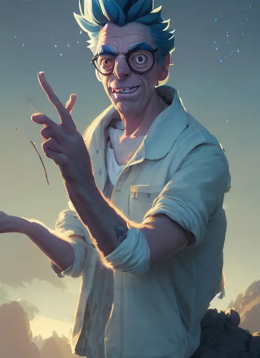 Prompt: highly detailed portrait of a rick sanchez, stephen bliss, unreal engine, fantasy art by greg rutkowski, loish, rhads, makoto shinkai and lois van baarle, ilya kuvshinov, rossdraws, tom bagshaw, global illumination, radiant light, detailed and intricate environment