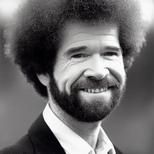 Prompt: Bob Ross as an Arsenal player, epic quality, 8k, well lit, focused