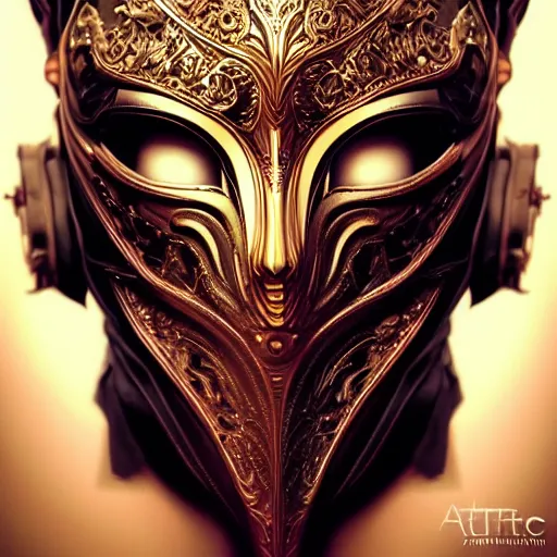 Image similar to Very very very very highly detailed epic photo of full face with beautiful ornamental venetian mask, intricate, dystopian, sci-fi, extremely detailed, digital painting, artstation, concept art, smooth, sharp focus, illustration, intimidating lighting, incredible art by Artgerm and Vincent di Fate and Anton Pieck