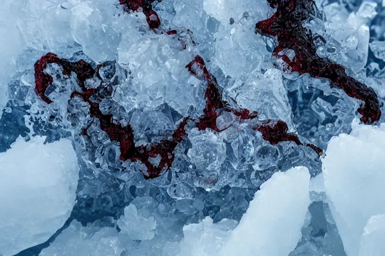 Prompt: lava being poured on ice