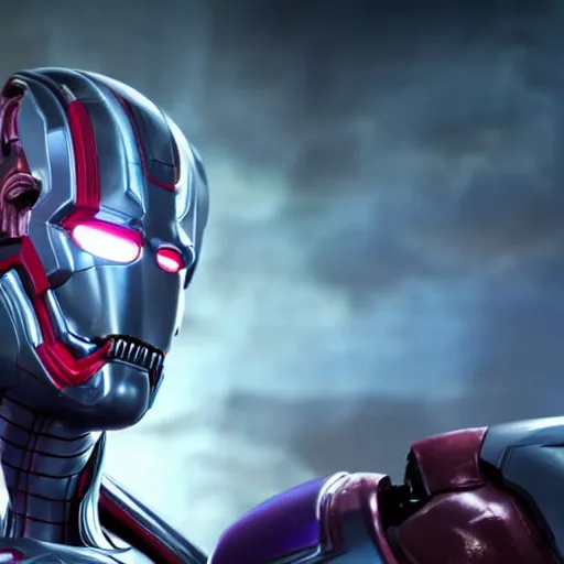 Prompt: still photo of marvel ultron styling on thanos, highly detailed, photorealistic portrait, bright studio setting, studio lighting, crisp quality and light reflections, unreal engine 5 quality render
