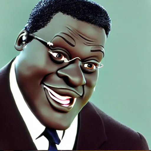 Image similar to bernie mac, made of clay, claymation