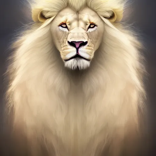 Prompt: a beautfiul aesthetic commission portrait of a anthro albino lion looking at the sky worried,attractive beautiful face,detailes face,expression,natural lighting,fantasy art,deviantart,artstation,character design by charles bowater,ross tran,4k,photorealistic,highly realistic,unreal emgine 5