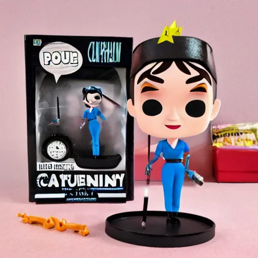 Prompt: audrey hepburn cos play car mechanic, stop motion vinyl action figure, plastic, toy, butcher billy style