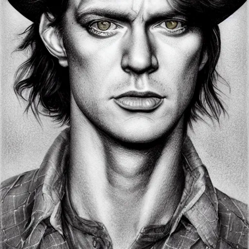 Image similar to angus young character portrait, lean face, cinematic lighting, glowing grey eyes, hyper-detailed, 4k, high resolution, in the style of Charlie Bowater, Tom Bagshaw, single face, symmetrical, headshot photograph, insanely detailed and intricate, beautiful, elegant, watercolor, cinematic, portrait, Raphaelite, headroom, Pierre-Auguste Renoir