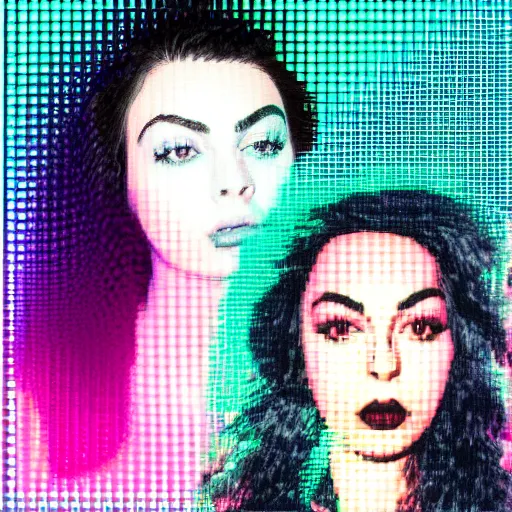 Prompt: charli xcx, dithering, scanlines, macintosh plus