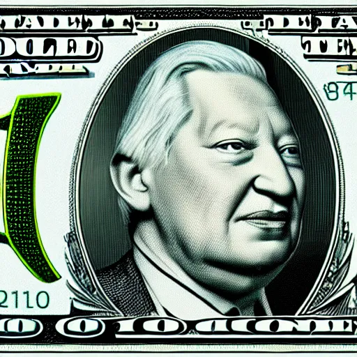 Prompt: 1 0 0 dollar bill featuring boris yeltsin, beautiful money design in 4 k