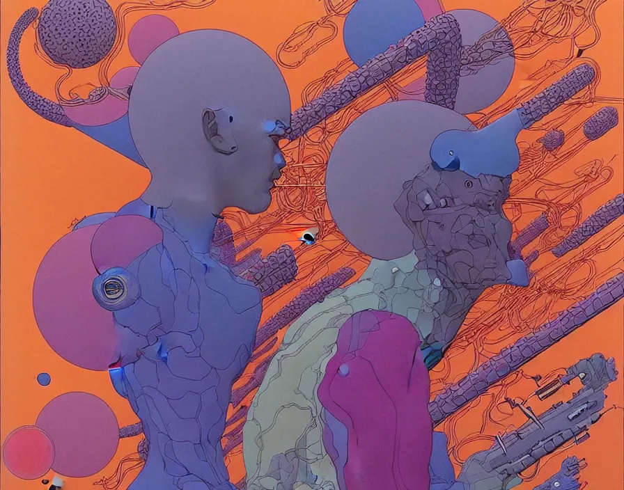 Image similar to ( ( ( ( the end ) ) ) ) by mœbius!!!!!!!!!!!!!!!!!!!!!!!!!!!, overdetailed art, colorful, artistic record jacket design