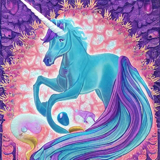 Image similar to spectral feminine liquidity crystalliunicorn acrytapestry avatar