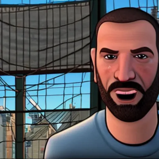 Image similar to roman bellic from gta iv in pixar movie