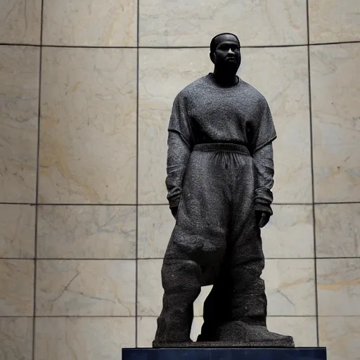 Image similar to a granite statue of kanye west, photograph