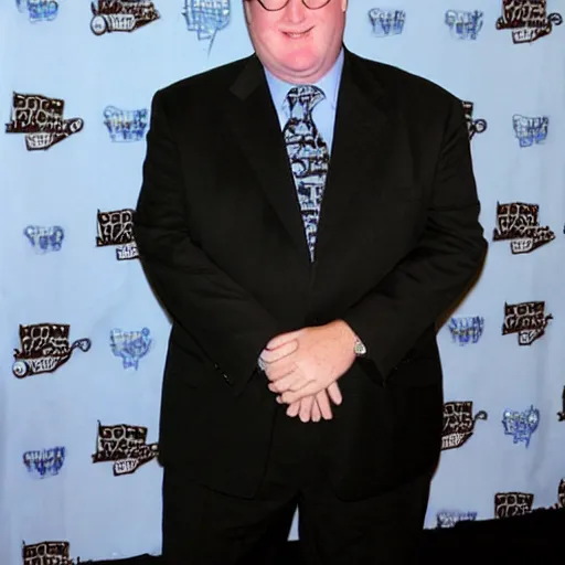 Prompt: 2 0 0 7 john lasseter wearing a black suit and black necktie weilding a light blue lightsaber