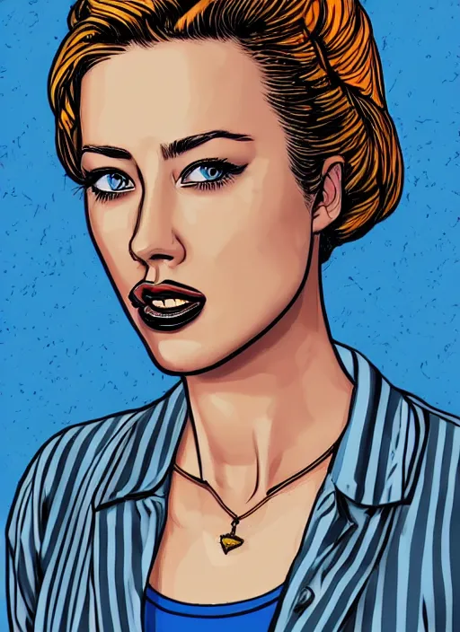 Image similar to amber heard as a Robert Crumb cartoon, detailed digital art, trending on Artstation