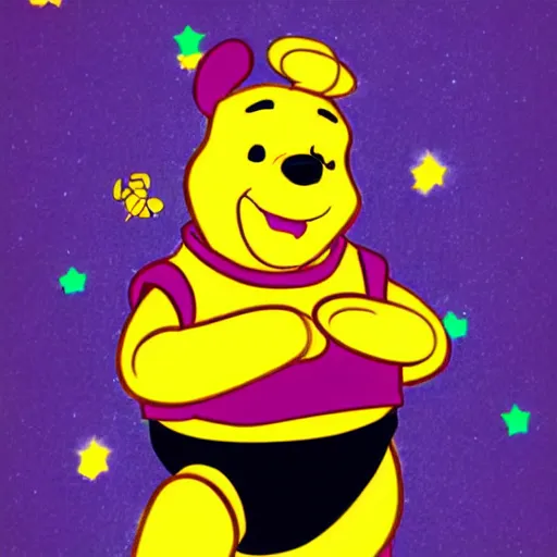 Prompt: illustration of Winnie the Pooh as Buzz Lightyear, pastel colors