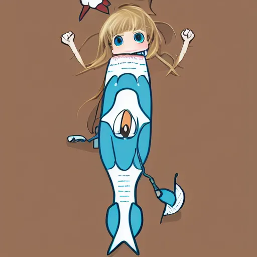 Prompt: normal dakimakura illustration of a shark, safe for work, detailed, cute