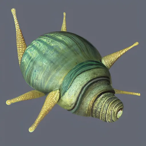 Prompt: deep sea snail, 1980s 3D rendering