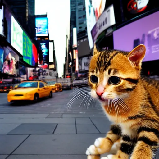 Image similar to baby cat in new york times square, award winning photo