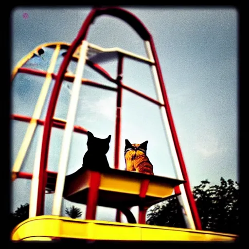 Prompt: !!! cat!!!, ( ferris wheel ), feline, sitting, riding, award winning photo