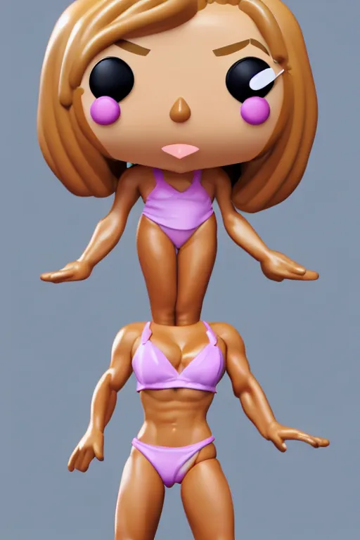 Image similar to full body 3 d render of individual bikini model as a funko pop!, studio lighting, white background, single body, no shadow, blender, trending on artstation, 8 k, highly detailed