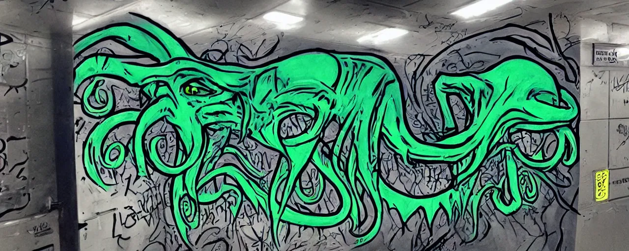 Prompt: metro graphitti, Cthulhu