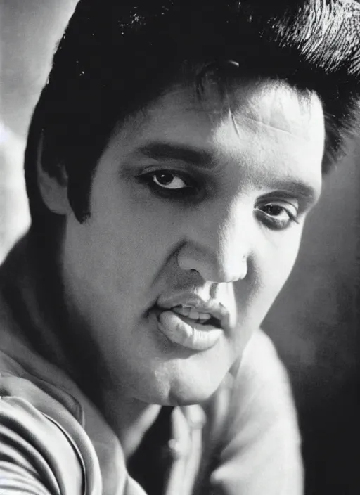 Image similar to photo closeup portrait of superstar elvis presley by anne leibovitz