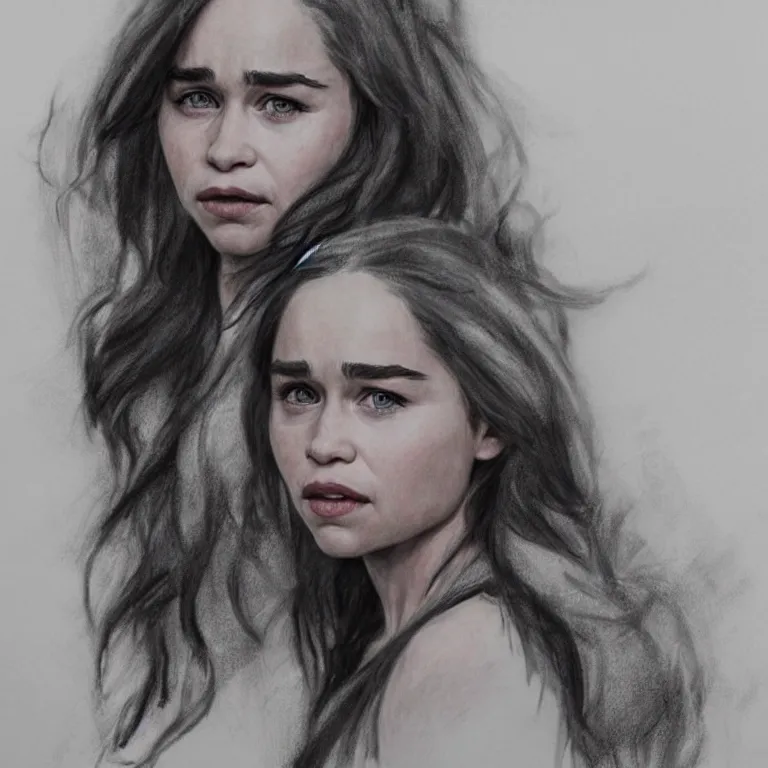 Prompt: Emilia Clarke, concept art, masterpiece, pencil painting, photorealism