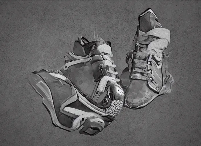 Image similar to basketball sneakers concept of captain america, picture by tim burton, render, cinema 4 d, octane render